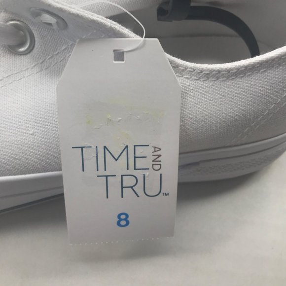 Time And Tru Women's Size 8 White Canvas Lace To Toe Shoes New With Tags - Picture 6 of 10